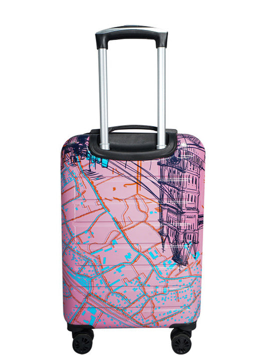 ROAMING WHEELS Printed Hard Sided Cabin Trolley Bag