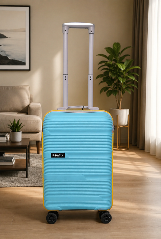 Roamx 20 Inch Teal Trolley Bag 55 CM, Hard Shell Luggage Suitcase with 8 Wheels