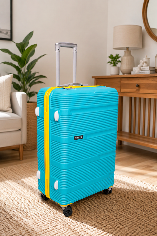 ROAMX 24 Inch Hard Shell Trolley Bag with 8 Spinner Wheels – Premium Turquoise Travel Suitcase