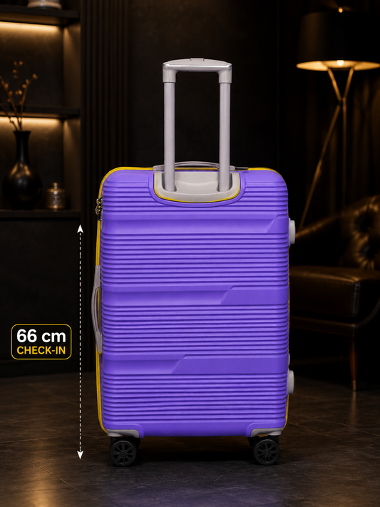 ROAMX 24 Inch Purple Hard Shell Trolley Suitcase, 8 Wheel Spinner Luggage, Lightweight Check-In Travel Bag